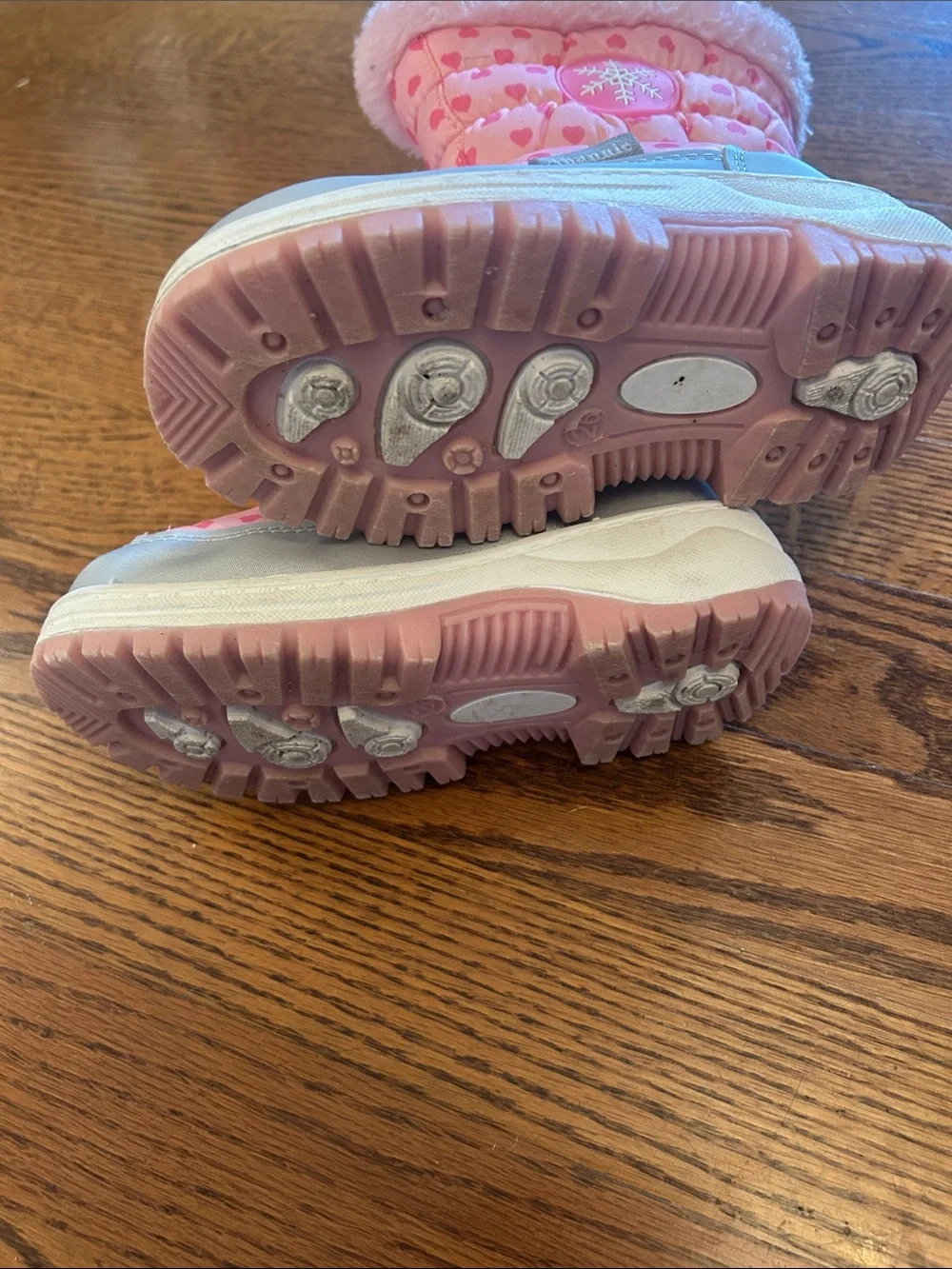 Cozy Pink Heart Kids Snow Boots with Faux Fur Cuff
